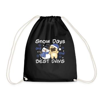 Pug Snow Days are the best days Snowman - Drawstring Bag - black - Front