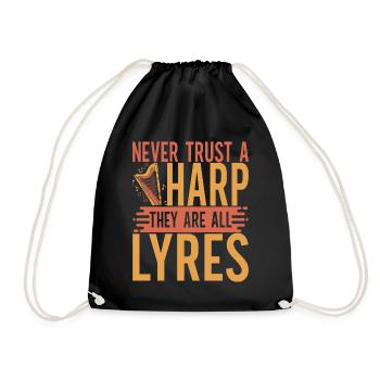 Harp harp player - Drawstring Bag - black - Front