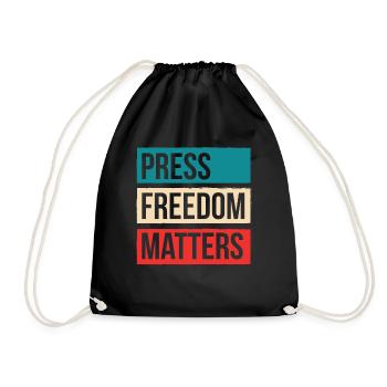 Pressefreiheit Ist Wichtig Press Freedom Matters - Turnbeutel - Schwarz - Vorne