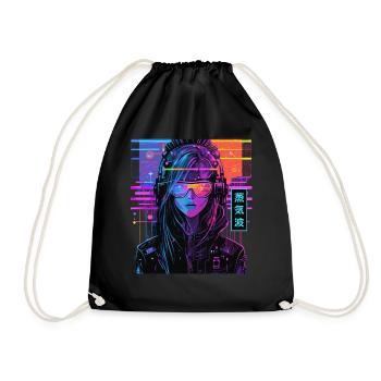 Cyberpop Girl Japanese Streetwear Urban Vaporwave - Turnbeutel - Schwarz - Vorne