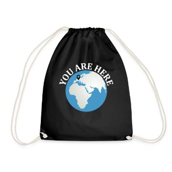 You Are Here - Planet Lover Earth Day Funny Planet - Drawstring Bag - black - Front