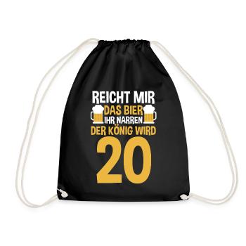 Bier Zwanzig Zwanzigster 20 Jahre Geburtstag - Turnbeutel - Schwarz - Vorne