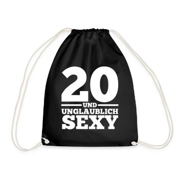 Zwanzig 20 Jahre Zwanzigster Geburtstag - Turnbeutel - Schwarz - Vorne
