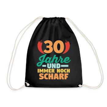 Dreißig Dreißigster 30 Jahre Geburtstag - Turnbeutel - Schwarz - Vorne