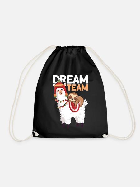 Llama Sloth - Drawstring Bag - black