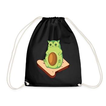 Avocado Toast Avocado Cat - Drawstring Bag - black - Front