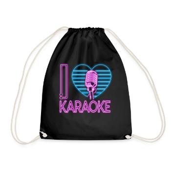 Karaoke Singer Heart 80s Retro I - Drawstring Bag - black - Front