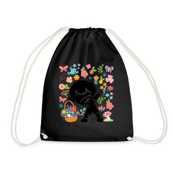 Silhouette Dabbing Boy Hippie Bouquet Spring - Sac de sport léger - noir - Devant