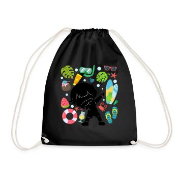 Silhouette Dabbing Boy Summer Time Beach Style - Drawstring Bag - black - Front