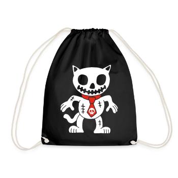 Weiße Katze Voodoo Puppe - Turnbeutel - Schwarz - Vorne
