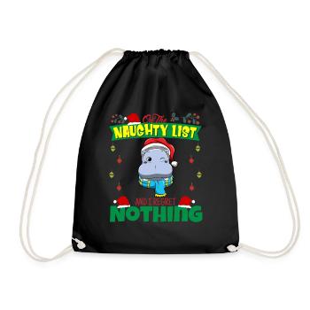 On The Naughty List And I Regret Nothing Santa - Drawstring Bag - black - Front