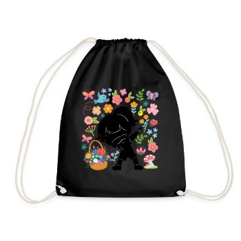 Silhouette Dabbing Girl Hippie Bouquet Spring - Sac de sport léger - noir - Devant