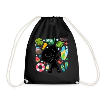 Silhouette Dabbing Girl Sommerzeit Strand Stil - Turnbeutel - Schwarz - Vorne