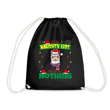 On The Naughty List And I Regret Nothing Santa - Drawstring Bag - black - Front