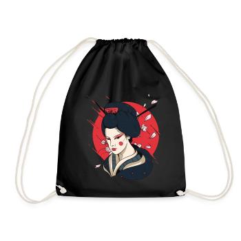 Nippon Sun Sakura Tokyo Japan Japanese Geisha - Drawstring Bag - black - Front