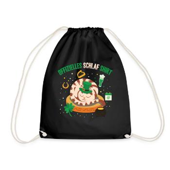 Official Sleep Shirt Sleepy Cat St. Patrick's - Drawstring Bag - black - Front
