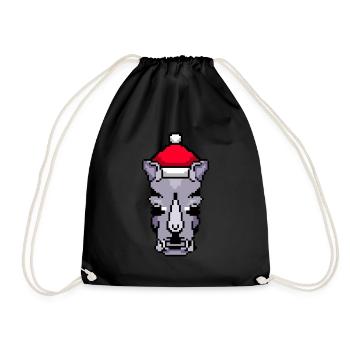 Noël pixélisé Rhino - Drôle de Noël Rhino - Sac de sport léger - noir - Devant