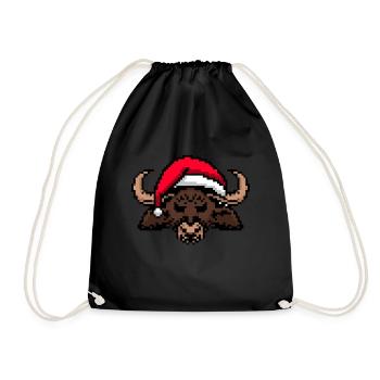 Buffalo pixelated Christmas - Funny buffalo - Drawstring Bag - black - Front