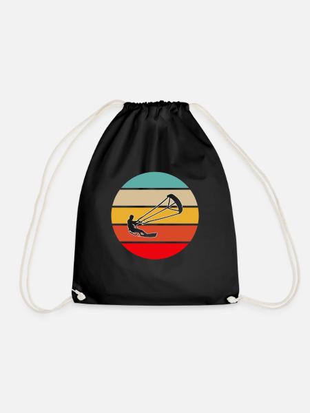 Kite Surfing Retro - Drawstring Bag - black