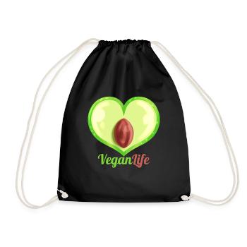 Aubergine en forme de cœur - Vie végétalienne - Devenez végétalien - Sac de sport léger - noir - Devant