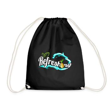 Leaves And Pineapple And Refreshing Waves - Go - Drawstring Bag - black - Front