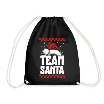 Weihnachtsshirt, Team Santa Weihnachtsmann Weihnachtsmütze - Turnbeutel - Schwarz - Vorne