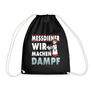 Messdiener Wir machen Dampf - Turnbeutel - Schwarz - Vorne