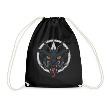 Chat à cornes démoniaque, effrayant - Sac de sport léger - noir - Devant