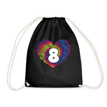 8th Birthday Heart Tie Dye | Tie Dye Themed - Drawstring Bag - black - Front