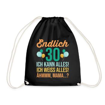 Dreißig 30 Jahre Dreißigster Geburtstag - Turnbeutel - Schwarz - Vorne