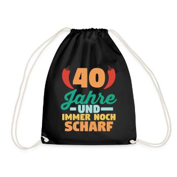 Vierzig Vierzigster 40 Jahre Geburtstag - Turnbeutel - Schwarz - Vorne