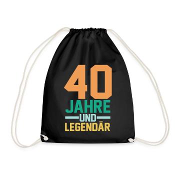 Vierzig 40 Jahre Vierzigster Geburtstag - Turnbeutel - Schwarz - Vorne