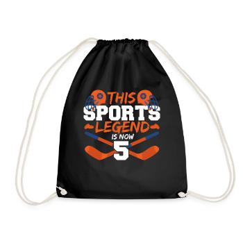 This sports legend is now 5, hockey game 5. - Drawstring Bag - black - Front