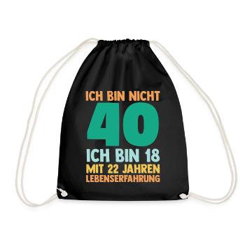 Vierzig 40 Jahre Vierzigster Geburtstag - Turnbeutel - Schwarz - Vorne