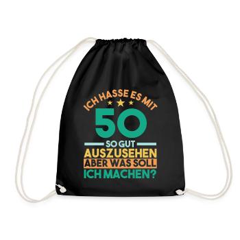 Fünfzig Fünfzigster 50 Jahre Geburtstag - Turnbeutel - Schwarz - Vorne