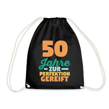 Fünfzig Fünfzigster 50 Jahre Geburtstag - Turnbeutel - Schwarz - Vorne