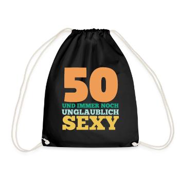 Fünfzig 50 Jahre Fünfzigster Geburtstag - Turnbeutel - Schwarz - Vorne