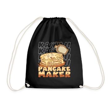 Kawaii Pancake Maker Lächelte Pfannkuchen Sirup - Turnbeutel - Schwarz - Vorne