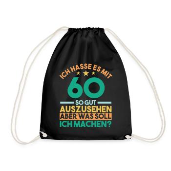 Sechszig Sechszehnter 60 Jahre Geburtstag - Turnbeutel - Schwarz - Vorne