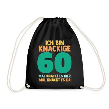 Sechszig 60 Jahre Sechszehnter Geburtstag - Turnbeutel - Schwarz - Vorne