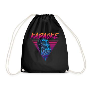 Karaoke Singer Retro 80s 90s - Turnbeutel - Schwarz - Vorne