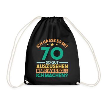 Siebzig Siebzigster 70 Jahre Geburtstag - Turnbeutel - Schwarz - Vorne
