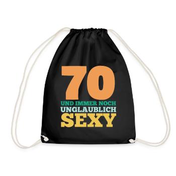Siebzig 70 Jahre Siebzigster Geburtstag - Turnbeutel - Schwarz - Vorne