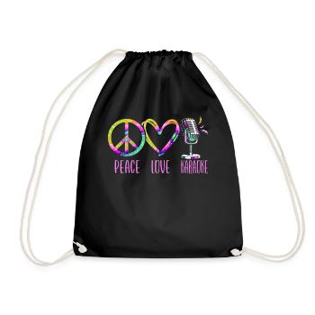 Karaoke Singer Retro Tie Dye Peace - Drawstring Bag - black - Front
