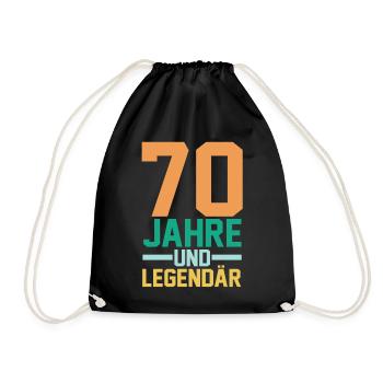 Siebzig 70 Jahre Siebzigster Geburtstag - Turnbeutel - Schwarz - Vorne