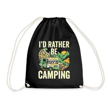 Ich Würde Lieber Campen Camper Camping Camp - Turnbeutel - Schwarz - Vorne