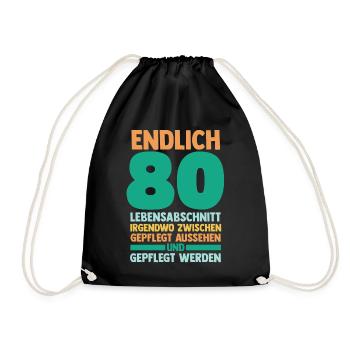 Achtzig Achtzigster 80 Jahre Geburtstag - Turnbeutel - Schwarz - Vorne