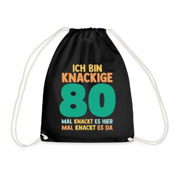 Achtzig 80 Jahre Achtzigster Geburtstag - Turnbeutel - Schwarz - Vorne
