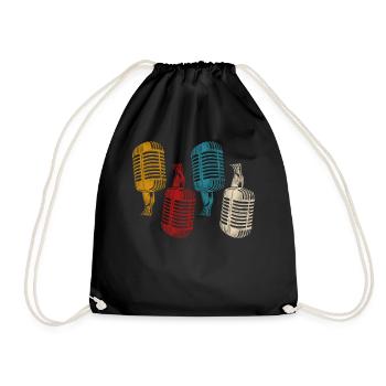 Karaoke Singer Microphone Vocalist - Drawstring Bag - black - Front