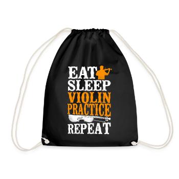Violin Violinist Vintage Eat Sleep - Drawstring Bag - black - Front